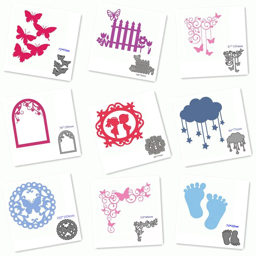 Metal Cutting Dies Butterfly Footprint Railing Decoration Scrapbook Paper Craft Knife Mould Blade Punch Stencils