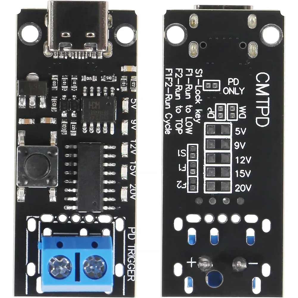 ZIZI 2PCS Fast Charge USB-C Power Trigger Module Type-C Input 100W 5A PD QC DC Adjustable Voltage 5V 9V 12V 15V 20V