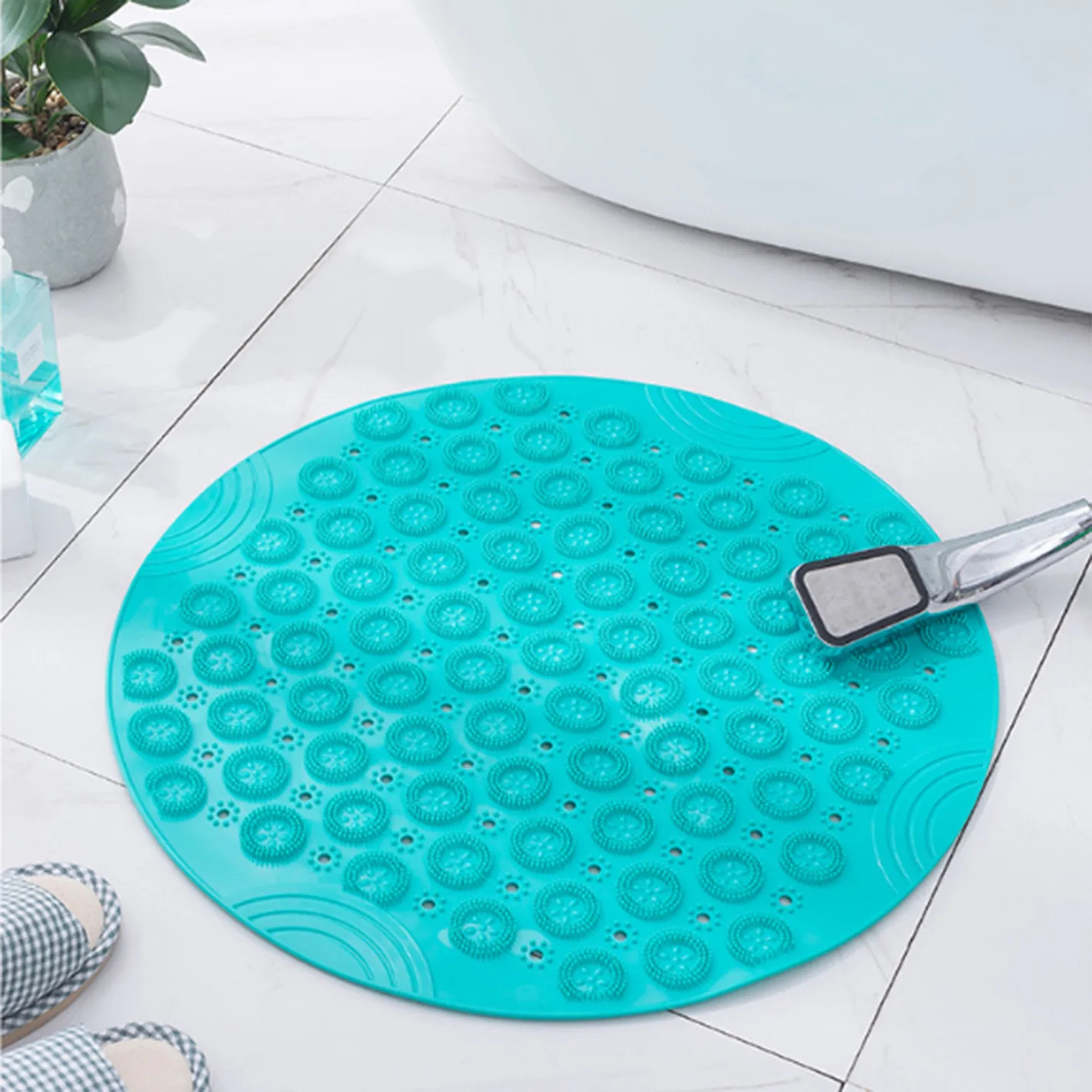 Bathroom TPR Bathing Non Slip Mat Home Toilet Floor Mat Circular Non Slip Foot Mat Hotel Bathroom Massage Rubbing Foot Mat