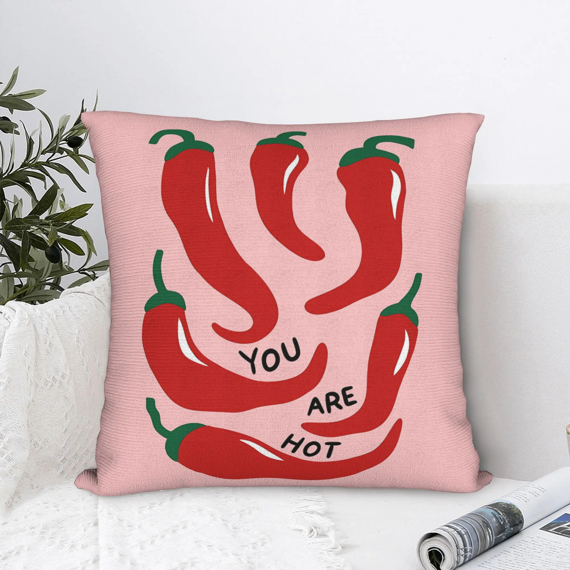 Pink Chili Pepper Pillow Cover 
