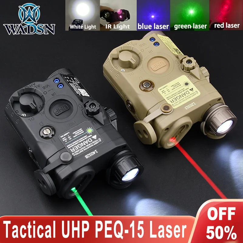 WADSN Tactical UHP PEQ-15 Red Green Blue Laser IR Fill Light White LED Lamp Fit 20mm Picatinny Hunitng Airsoft Scout Accessories