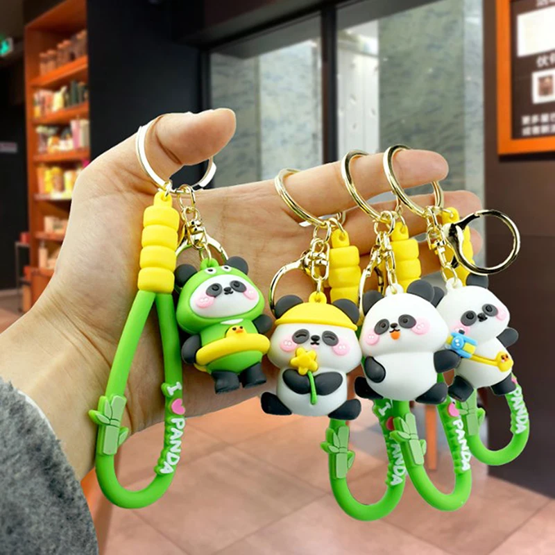 Cute Creative Kung Fu Panda Travel Keychain Three-dimensional Soft Rubber Doll Car Bag Key Chain Pendant Birthday Gift