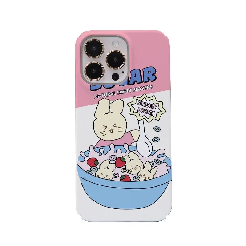 Korean INS Cute Rabbit Rice Dumpling Case for IPhone 15 14 13 Pro Max Back Phone Cover for 12 11 Pro Plus XR XS Max SE2 7 8 Capa