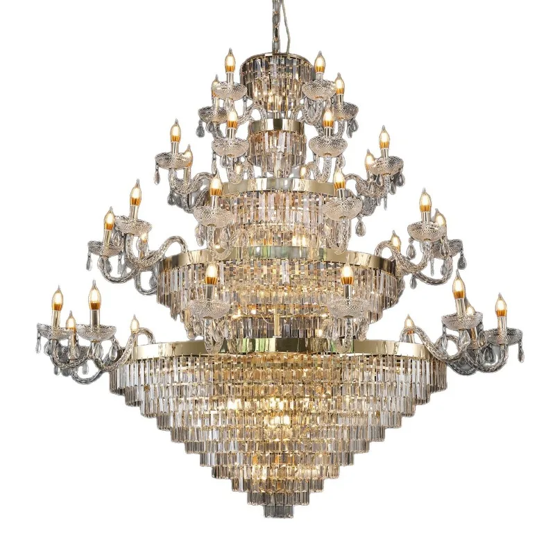 Wedding hall acrylic chandelier wrought iron electroplating banquet hall hotel restaurant ceiling decorative lamp