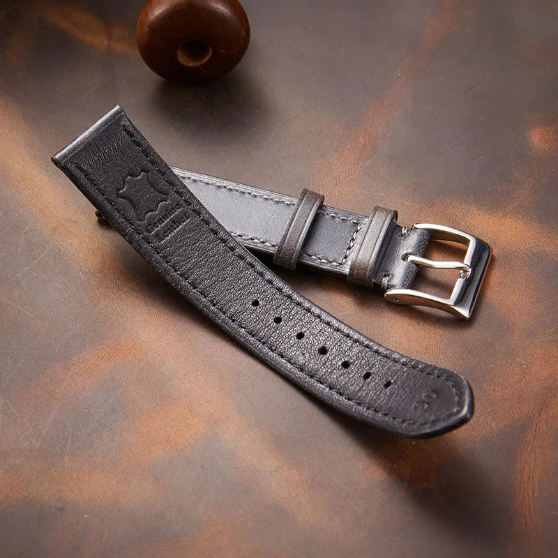 Vintage Style Oil Wax Leather Watchband 18mm 19mm 20mm 21mm 22mm Handmade Watch Strap Wristband Accessories for Men