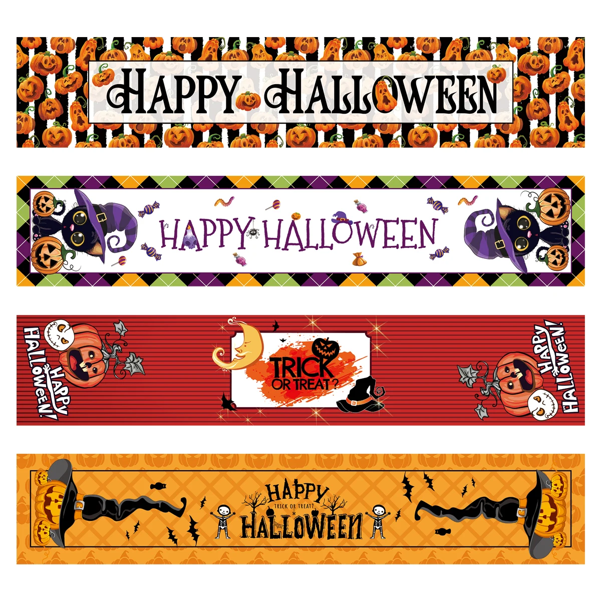 Halloween Pumpkin Bat Table Runner Party Decoration Linen Ironable Table Tablecloth Table Runner Halloween Party Decor For Home