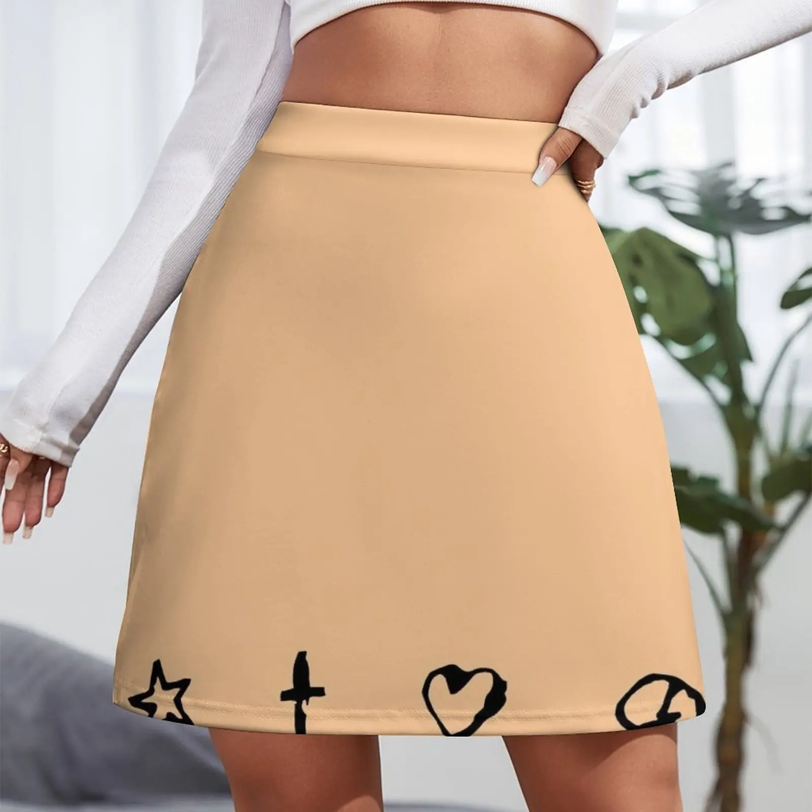 Signs (Black on Peach) Mini Skirt sexy short mini skirts korean style Woman skirt skirts