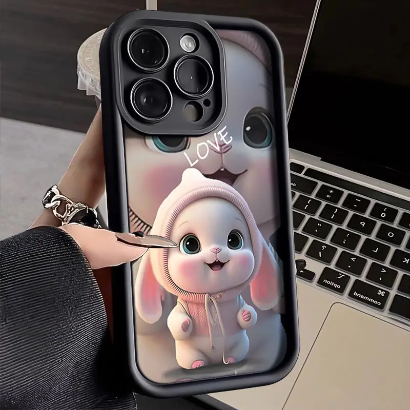 Cute And Beautiful Rabbit Phone Case For iPhone 13 12 Mini 16 15 14 11 Pro Max XR X XS 14 15 7 8 Plus Y2K Kawaii Soft Cover