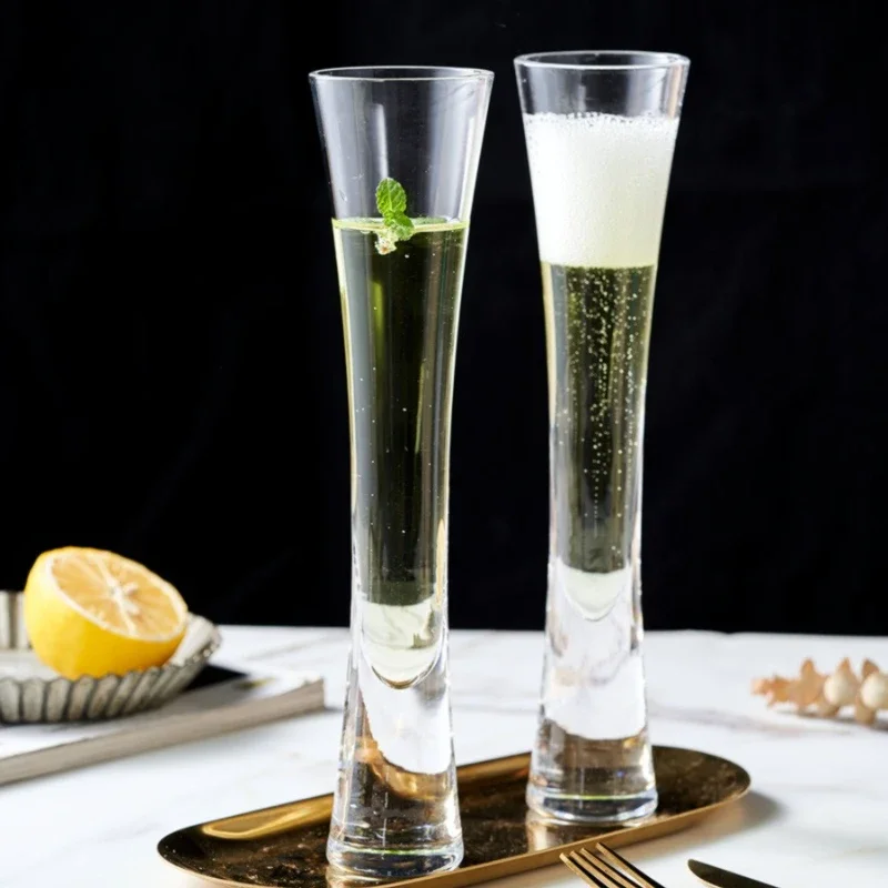 Handleless Champagne Glasses Glitter Flutes Clear Cups Bubble Wine Tulip Cocktail For Bar Party Gift Wedding Bubbly Wine Glasses