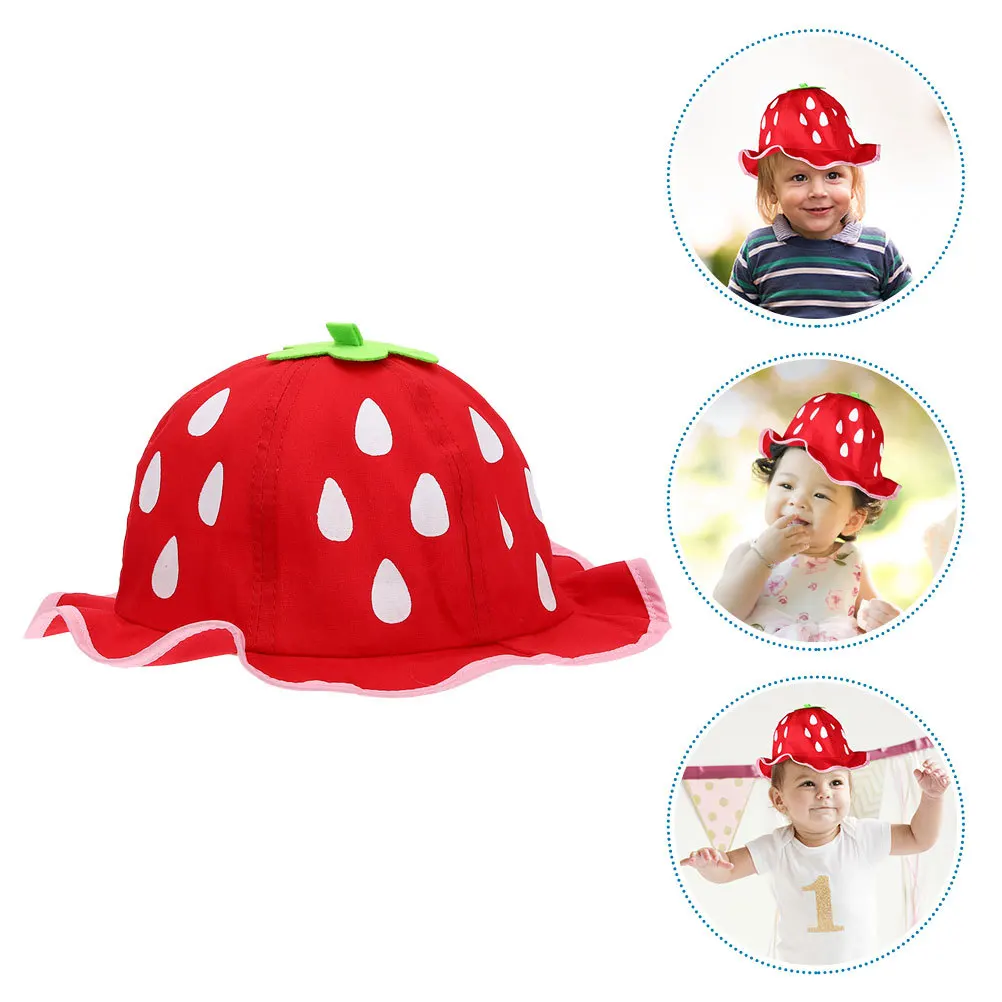 

2Pcs Strawberry Sun Hat for Baby Lightweight Bucket Cap Toddler Summer Hat Breathable Kids Baby Strawberry Sun Cap