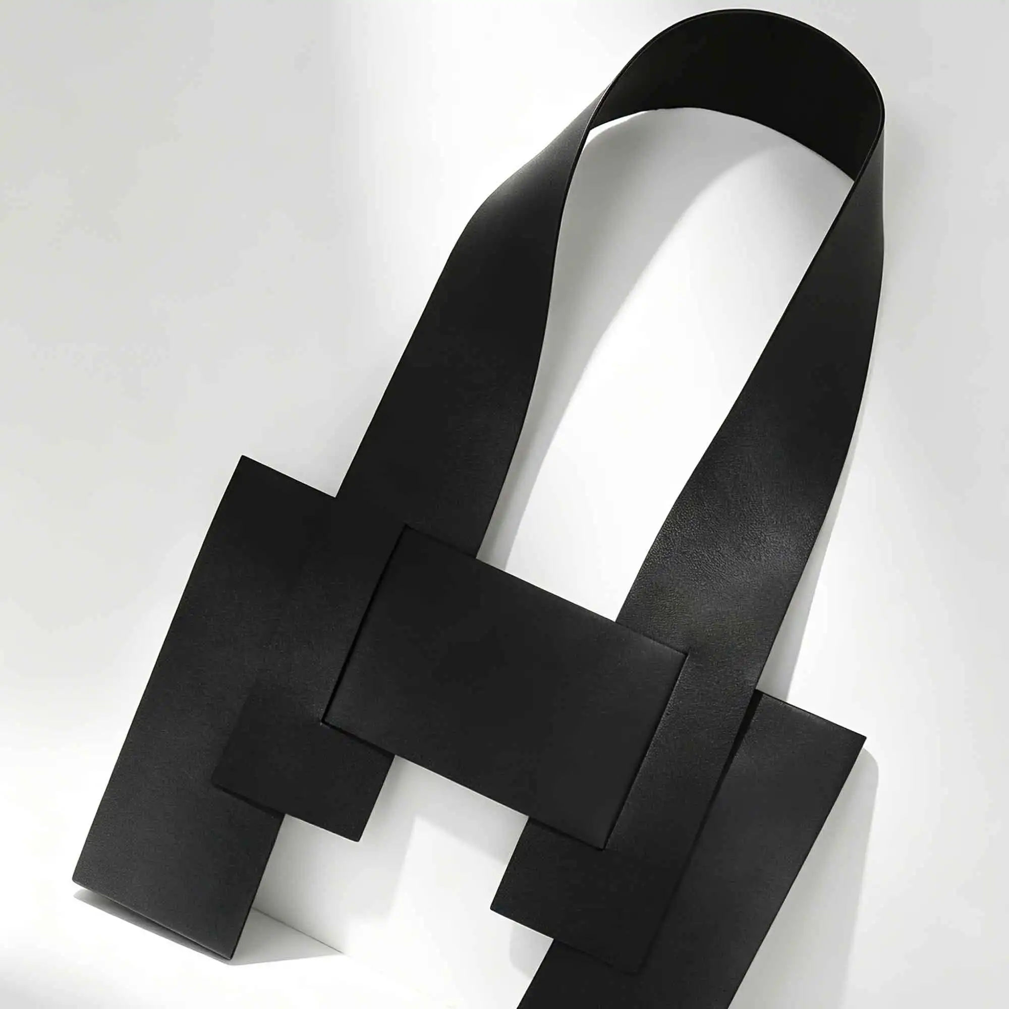 Marliwoo PU Leather Statement Necklace Women Black Wide Geometric Collar Necklace Minimalist Avant Garde Punk Jewelry for Party
