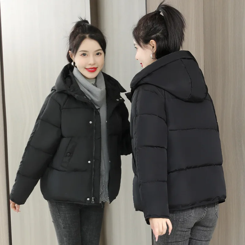 Hooded Coats Women Outerwear Full Sleeve Coat Y2k Streetwear Casual Solid Loose Parkas Autumn Winter Thick Warm Puffer Jackets