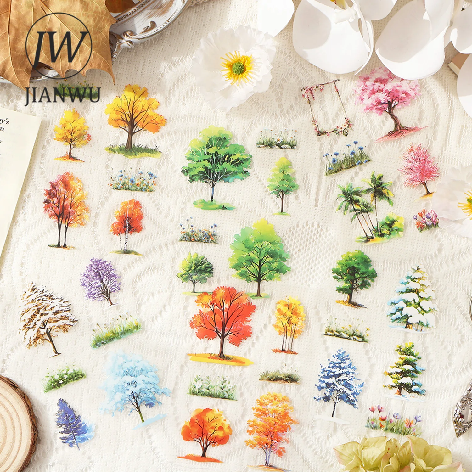 

JIANWU Four Seasons Mountain Stream Series винтажное дерево пейзажный материал коллаж наклейка для домашних животных креативный DIY журнал канцелярские принадлежности