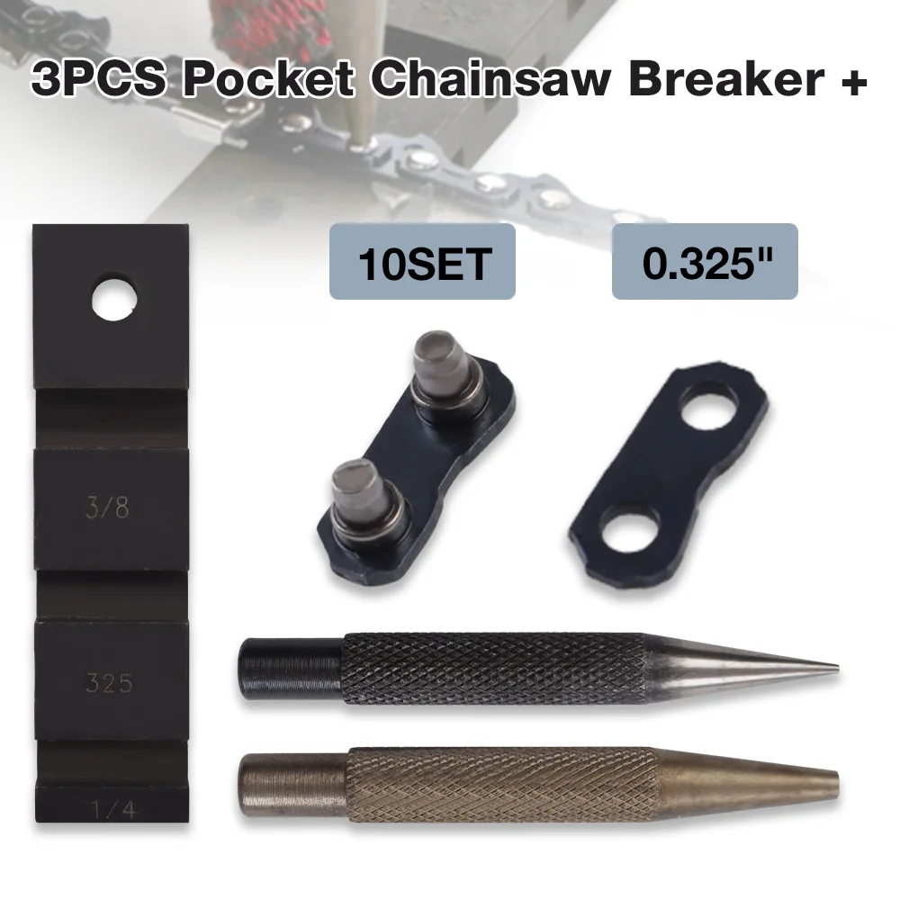 Portable Chainsaw Chain Breaker Chainsaw Chain Break/Connection Tool Includes 10PCS 0.325 Inch Chains Chainsaw Chain Repair Tool
