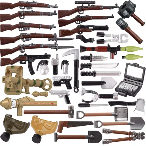 WW2 Military Gun Weapons Building Blocks 98K SWAT Computer Cannon Soldiers Mask Helmets Accessories Tools Bricks Toys Boys Gift