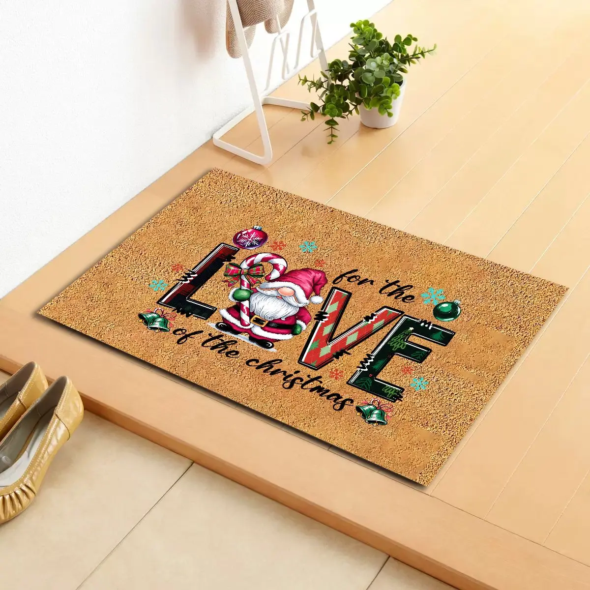 

VIKAMA Santa Claus LOVE Letter Carpet Bathroom Toilet Mat Durable and Easy to Clean Entrance Door Mat Interior Decoration