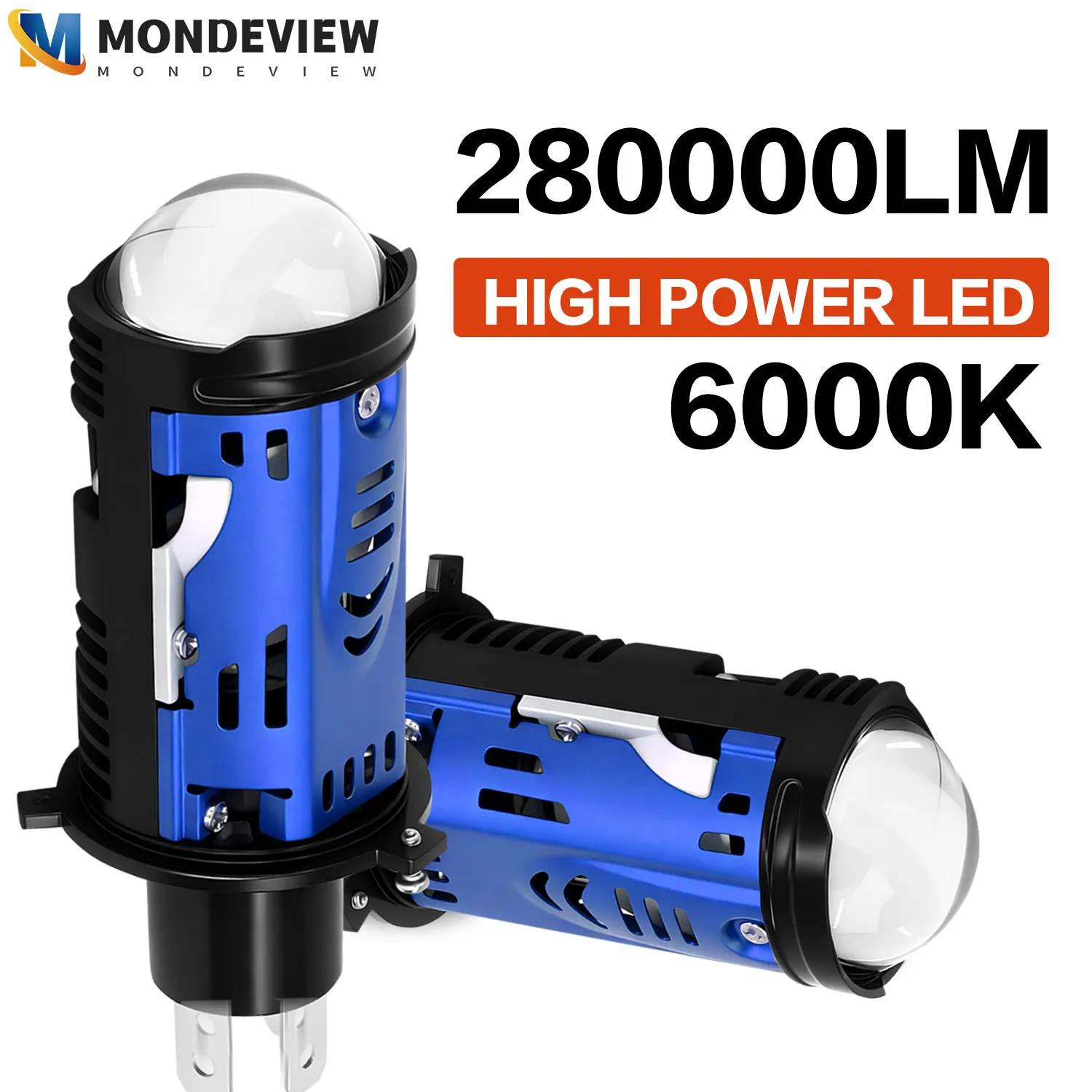 MONDEVIEW 2000W high-power LED light 280000LM high brightness 6000K high/low beam with solenoid valve super bright running light