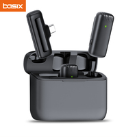 2.4G Wireless Lavalier Microphone With Charging case for phone pad Stereo Live Interview Outdoor Mini Noise Cancelling Lapel Mic