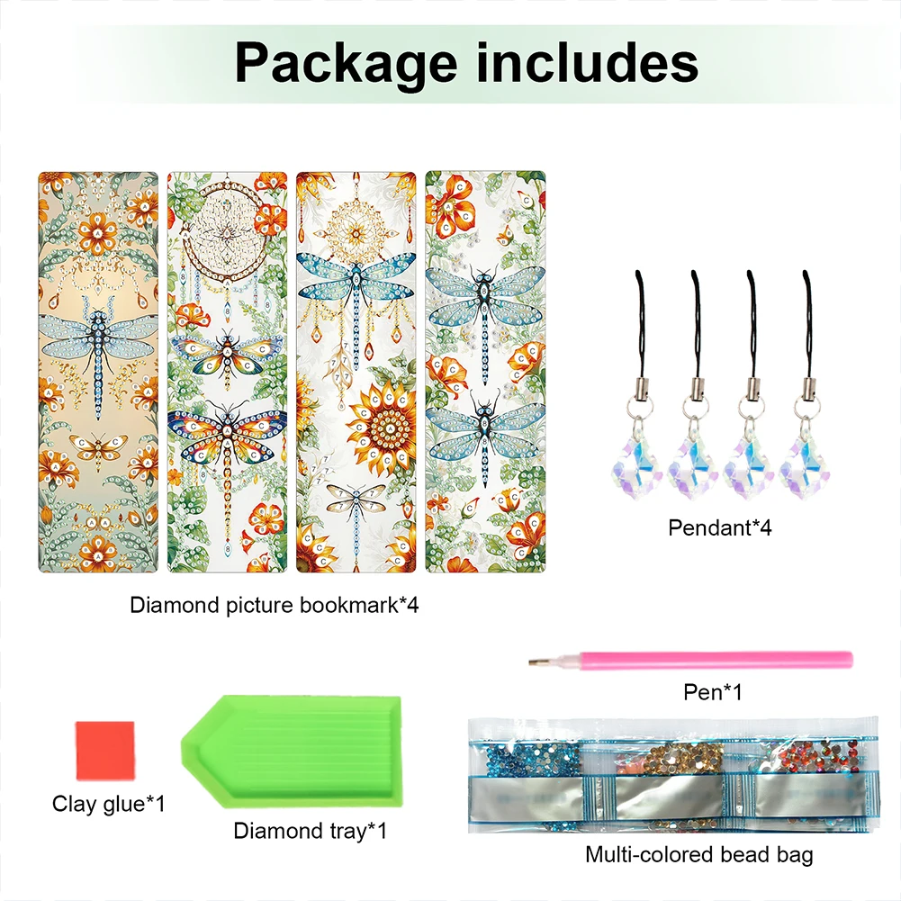 

4 шт., специальная форма, стрекоза, алмазная живопись, закладки, сделай сам, закладки, наборы для алмазной живописи, набор для изготовления закладок для алмазной живописи