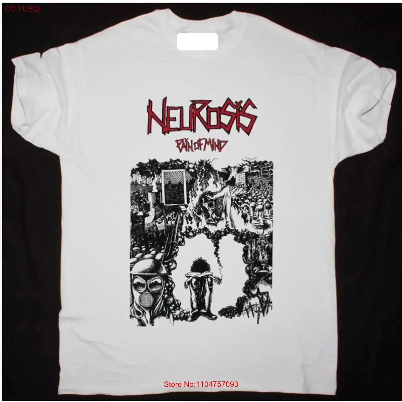 Vintage Neurosis Pain Of Mind Cotton White All Size T Shirt vintage Washed streetwear graphic homme Slightly Casual Stretched