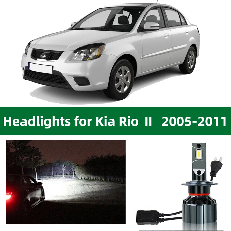 

12V Headlamp Bulb For 2005 2006 2007 2008 2009 2010 2011 Kia Rio Headlight Canbus LED Lighting Low High Beam Kia Rio Front Lamp