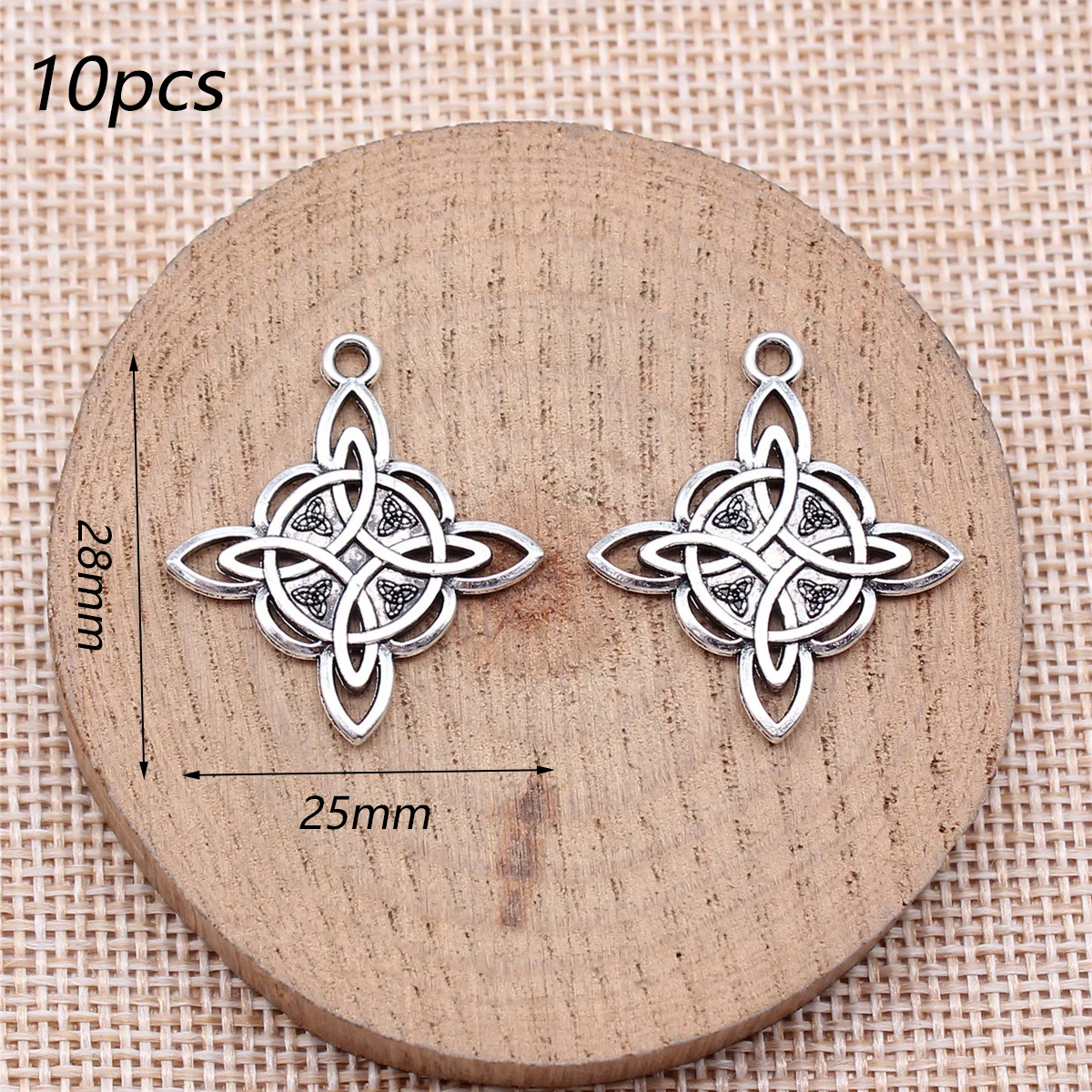 

10pcs 28x25mm Alloy Celtic Knot Charms Antique Bronze Silver Color Pendant for Making DIY Jewelry Bracelet necklace Accessories