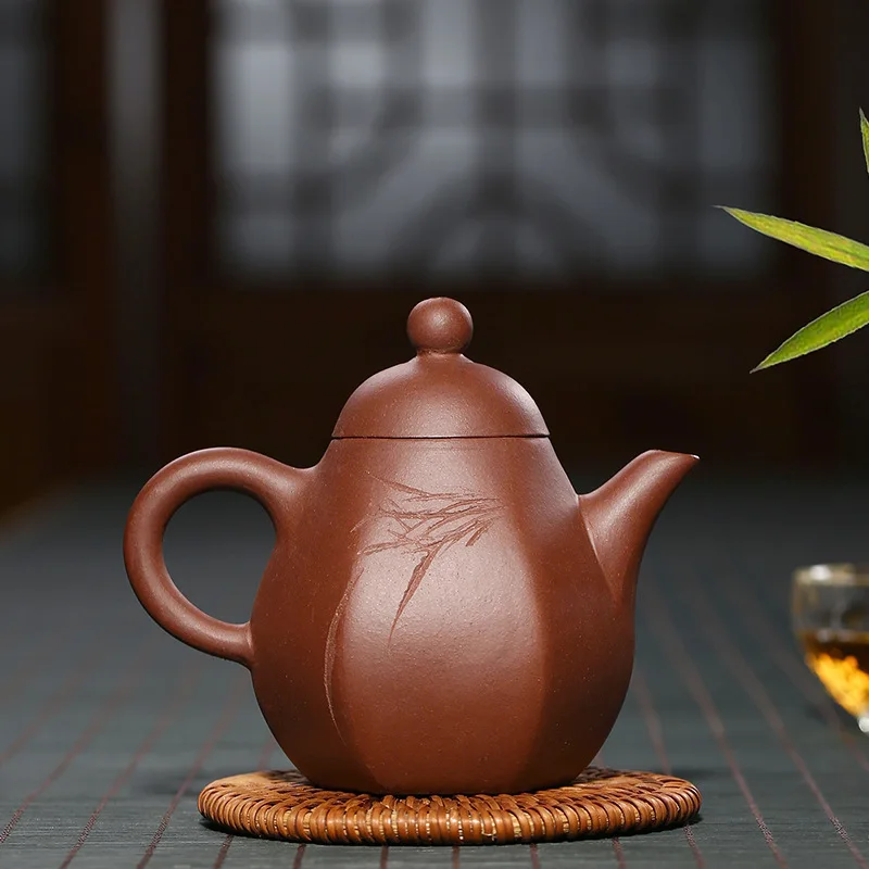 Zisha Teapot Hexagonal Siting Teapot Pure Handmade Gift Yixing Teapot Small Wholesale Accessories on Behalf of the Consignor Let