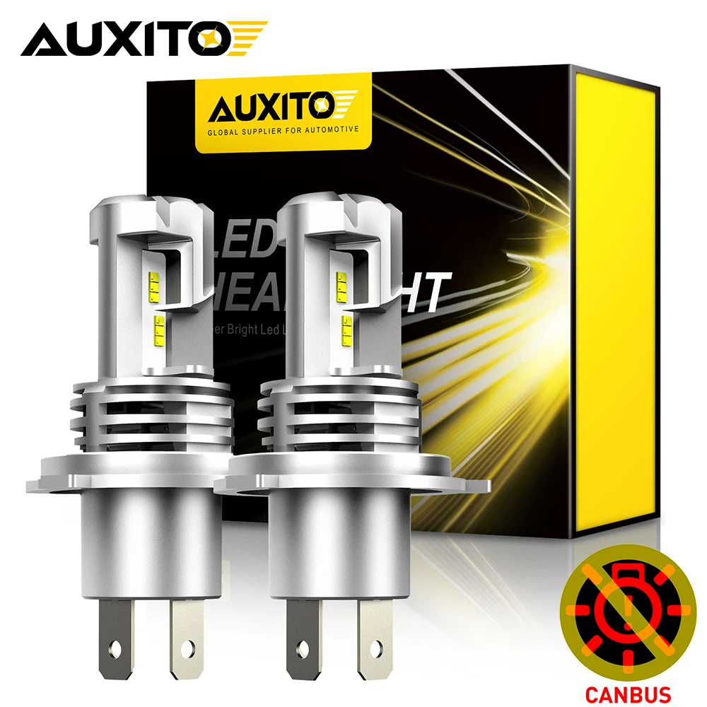 AUXITO 2Pcs H4 LED Headlight Bulb Canbus 9003 HB2 High Low Beam  Fanless Super Bright Car Lights for Car Motorcycle Auto Lupuaut