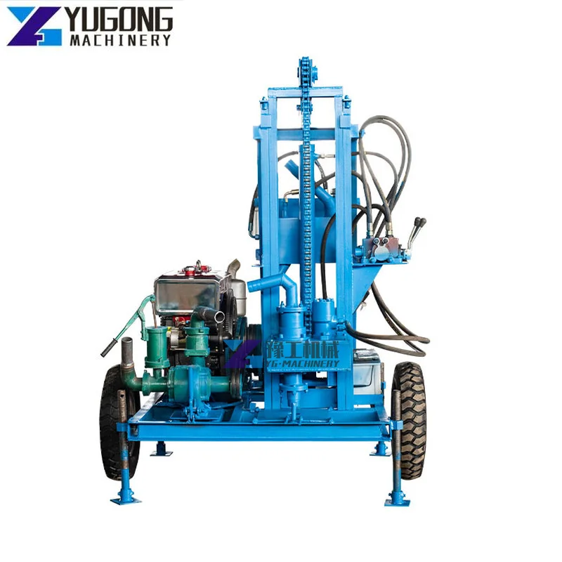 Portable 200m Drilling Rig for Water Well Drilling Machine Mobile Diesel Engine Drilling Rig  Mounted Drilling For Sale