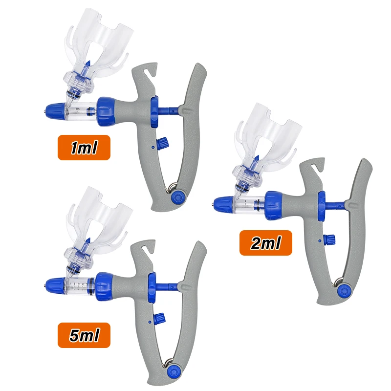 Automatic Continuous Syringe Animal Adjustable Syringe Chicken Bird Poultry Durable Vaccine Injector 10 Needles Veterinary Tool