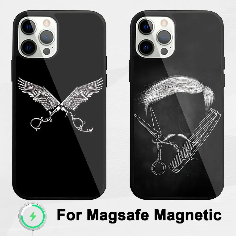 Barber Shop Stylist Salon Hair Phone Case For iphone Pro 11 Max 13 Plus 12 14 Mini 15 Magsafe Magnetic Wireless Charging Shell