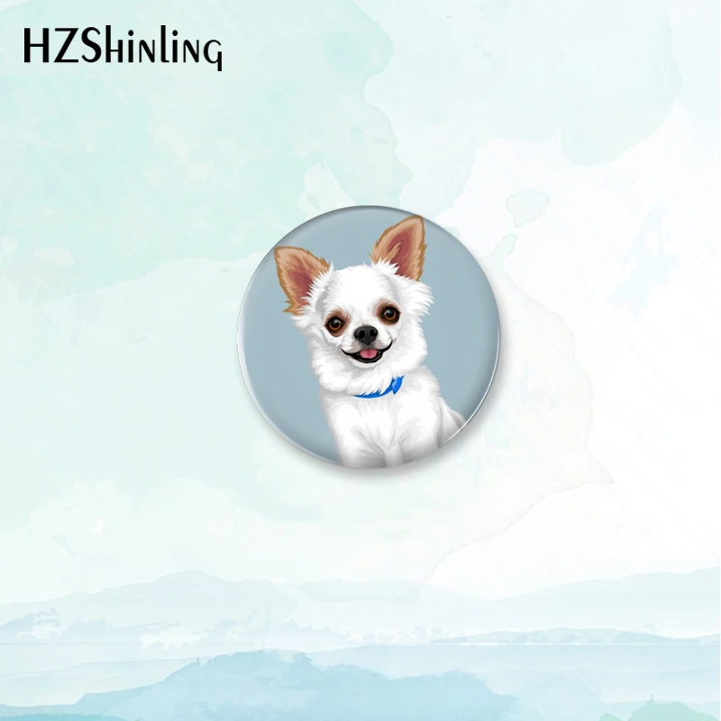 2023 New Chihuahua Badge Brooch Cute Dog Pin Backpack Decoration Pins Round Jewelry Women Gift