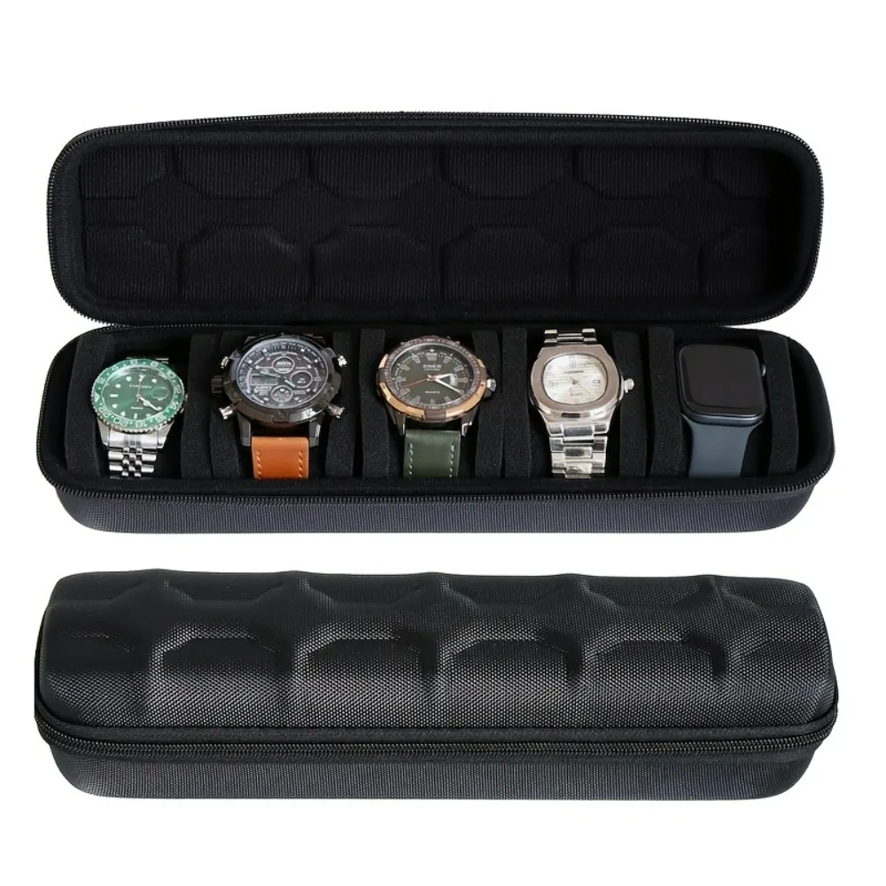 

5 Slots Hard Watch Travel Case, Watch Display Storage Box, Large Capacity Hard Shell Organizer, Suitable for Most Watches