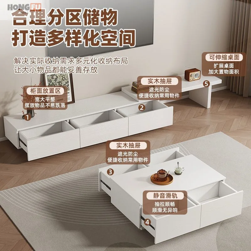 S1saa Solid wood TV cabinet Living room retractable floor cabinet Video cabinet