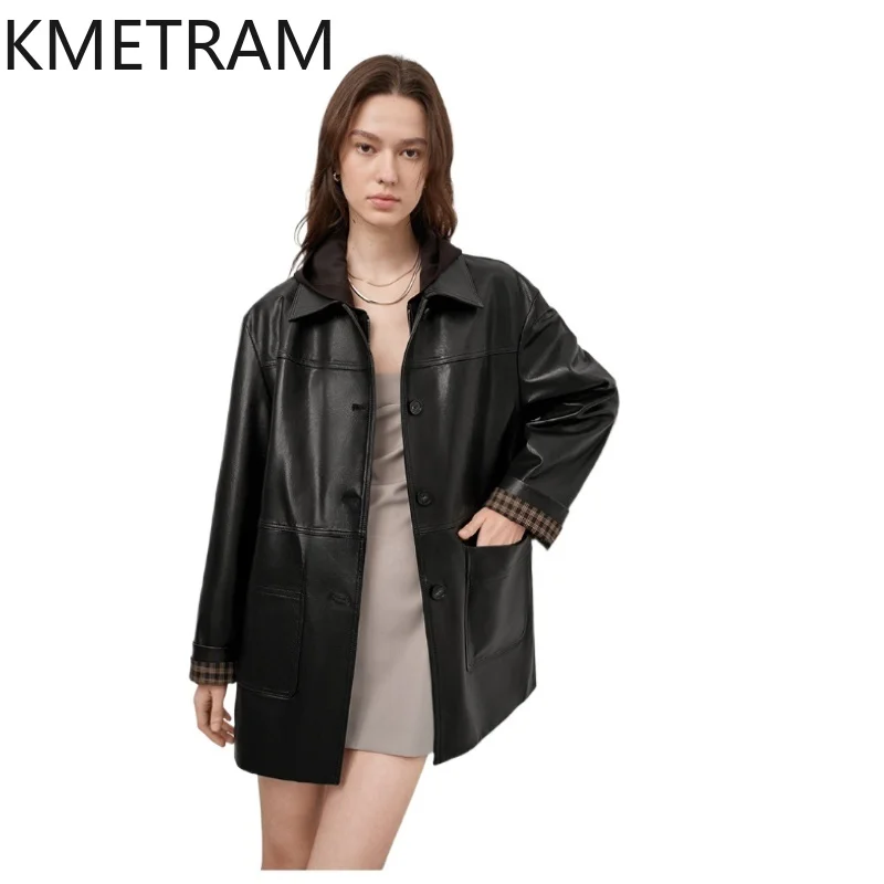 

Женская куртка из 100% овчины, высококачественные куртки из натуральной кожи средней длины, женская новая верхняя одежда, осенняя одежда 2025 Chaquetas