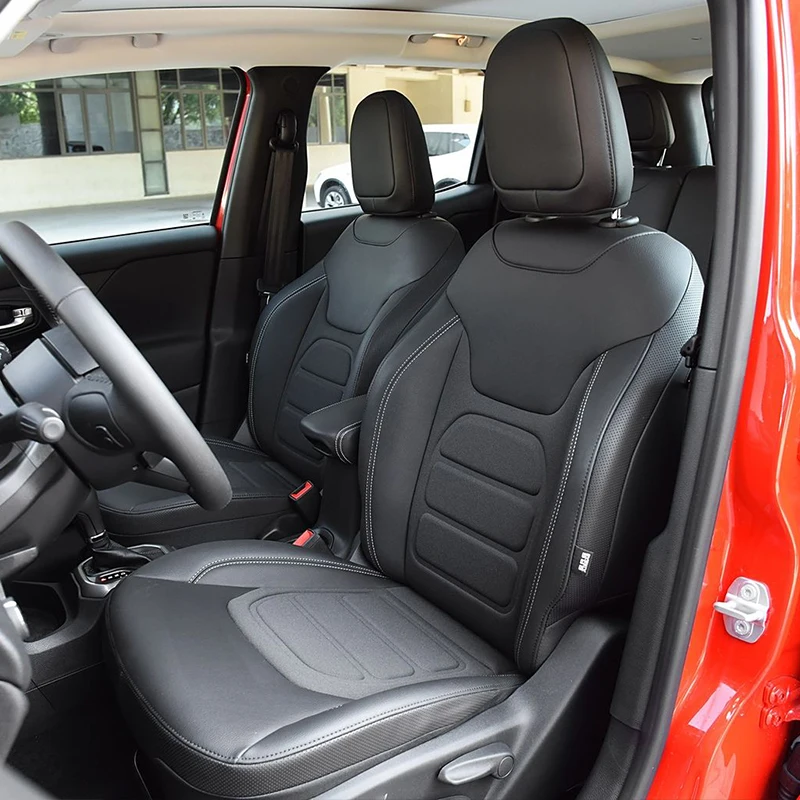 

Customize Top Leather Fit For 2015 2016 2017 2018 2019 2020 2021 2022 2023 Jeep Renegade Car Accessories Seat Covers 5 Seats