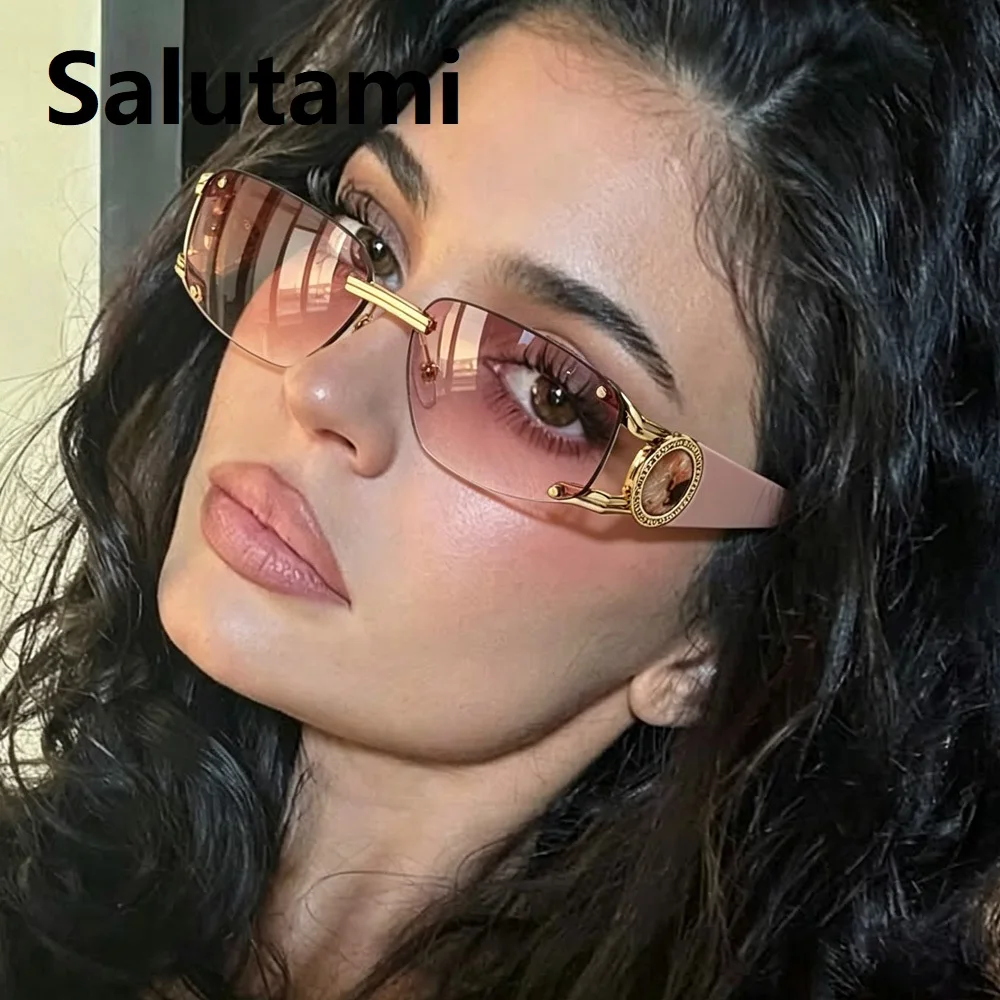 Vintage Cutting Rimless Square Sunglasses Women New Fashion Y2K Sun Glasses Ladies Framless Outdoor Driving Eyewear Men Shades