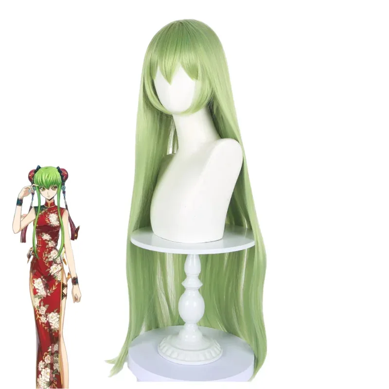 2025 aaa 애니메이션 코드 기어스 리유치의 반역 C.C. 코스프레 의상 중국 스타일 레드 치파오 드레스 가발 여성 섹시 크리스마스