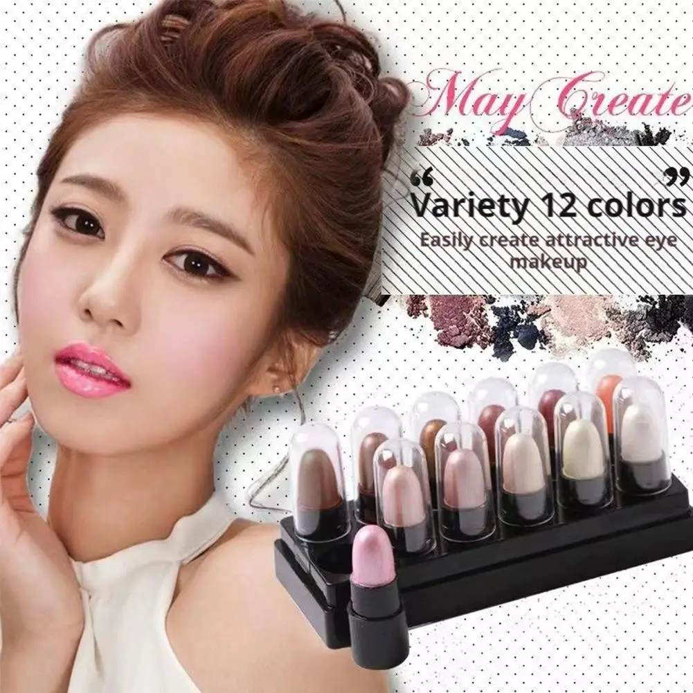 

Highlighter Glitter Eyeshadow Pencil Long Lasting Glitter Cosmetic Shimmer Eyes Stick Shadow Makeup Tool Women Pen 12Pcs/Se Z3W8