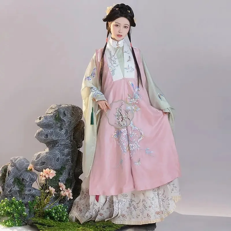 

New Chinese women's Hanfu, stand-up collar comparison + horse dress, daily wear antique clothing