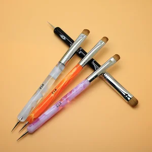 Kolinsky French brush for nail art, double end, dot pen, acrylic design, rhinestones, gel painting, manicure tool for beginners 12 Main sales brush Kolinsky - №11