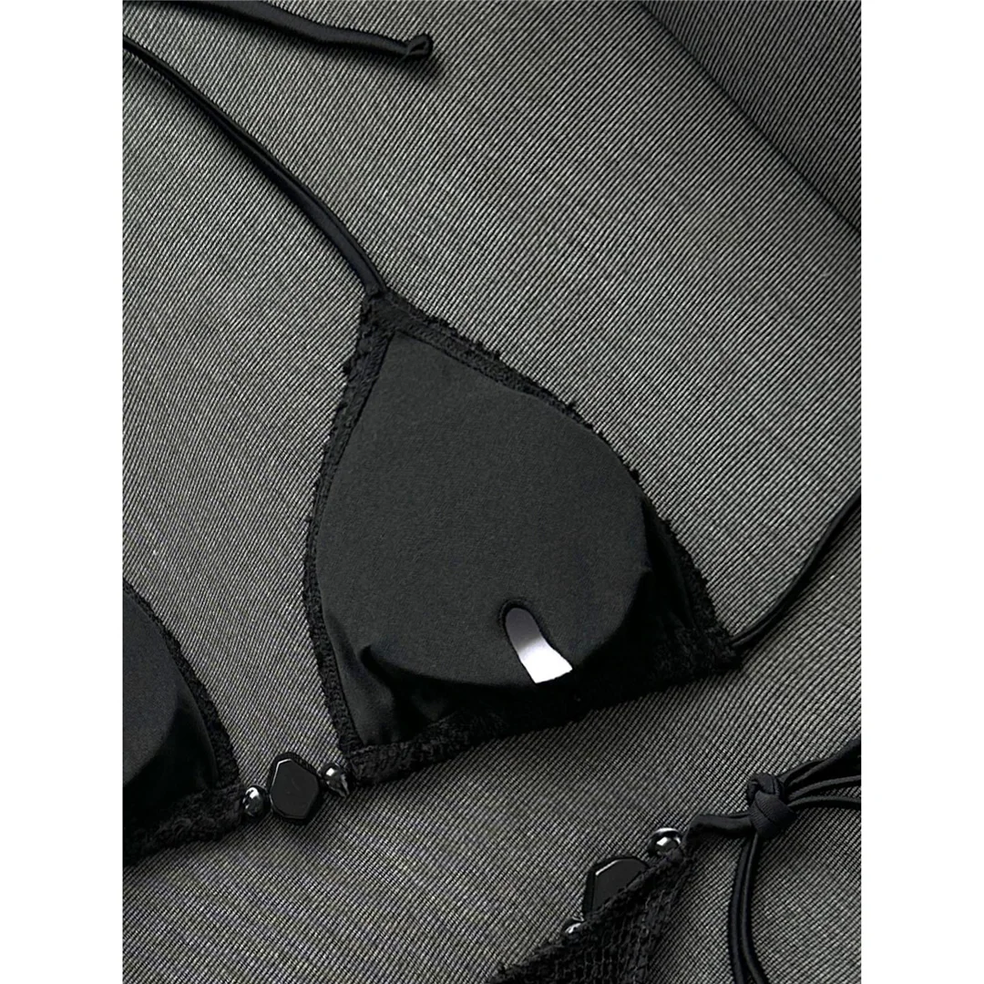 Halter-Netz-Bikini, Damen-Badebekleidung, zweiteiliger Bikini, hoch geschnittene Beine, gepolsterter Badeanzug, Badeanzug, Schwimmbekleidung V8339 – Detail 13