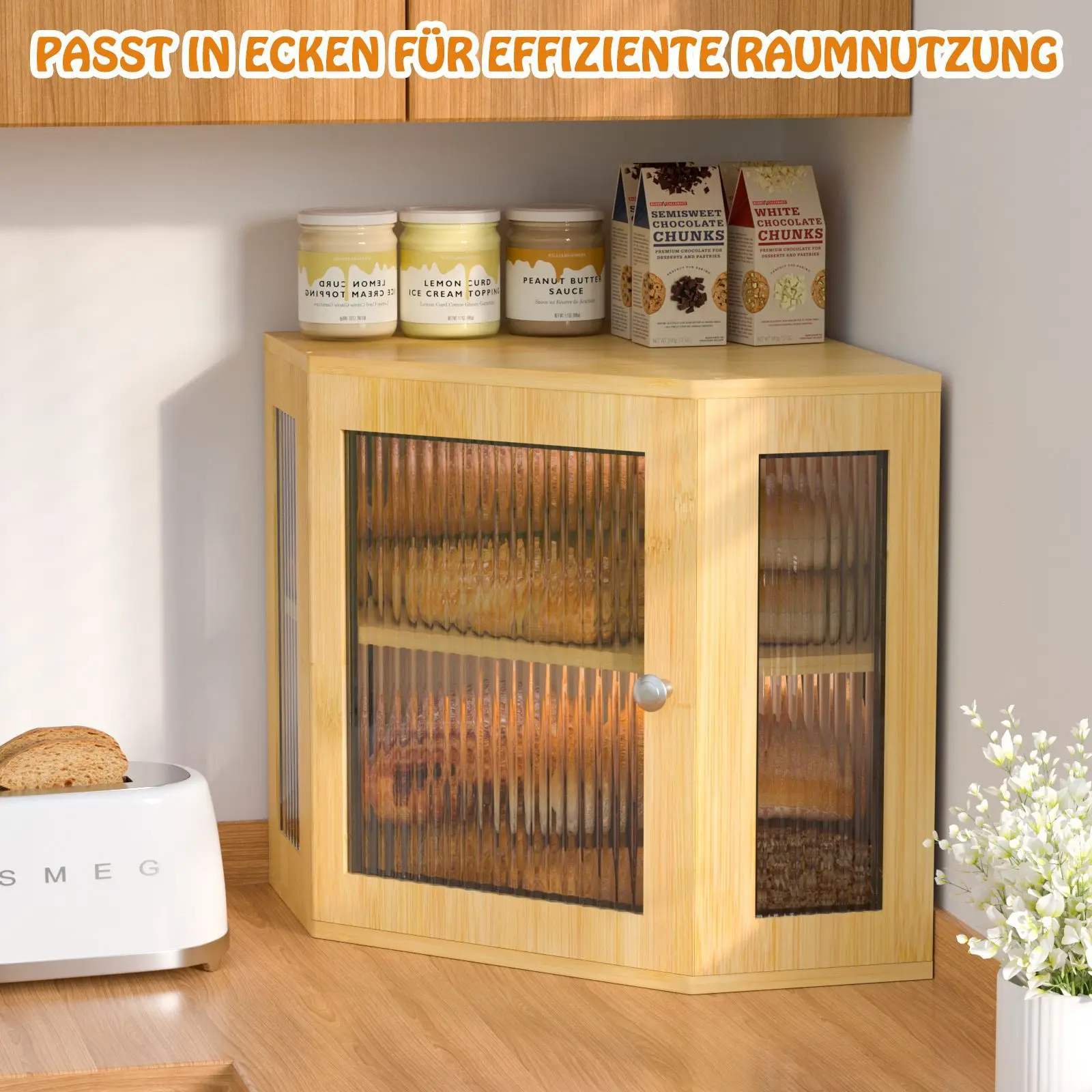 Bamboo and wood bread box corner food storage double-layer household dessert sorting and storage storage container