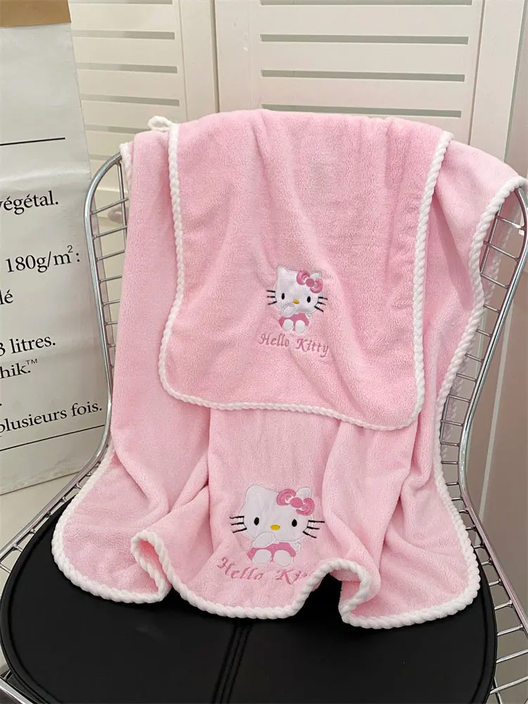 Anime Sanrio Bath Towels For The Body Hellokitty Kuromi Melody Soft Face Hand Microfiber Towel For Gym Sports Shower Robe Spa