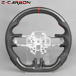 Hydro-dip Carbon Fiber Steering Wheel For Ford Mustang GT GT350 GT500 2015-2023 Carbon Fiber Racing Wheel Flat Bottom