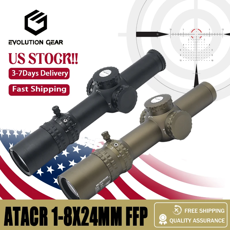 

Lastest Tactical ATACR 1-8X24mm Riflescope FFP LPVO Mil Spec Hunting Optics Nitrogen Filled Full Optics Spotting Scope
