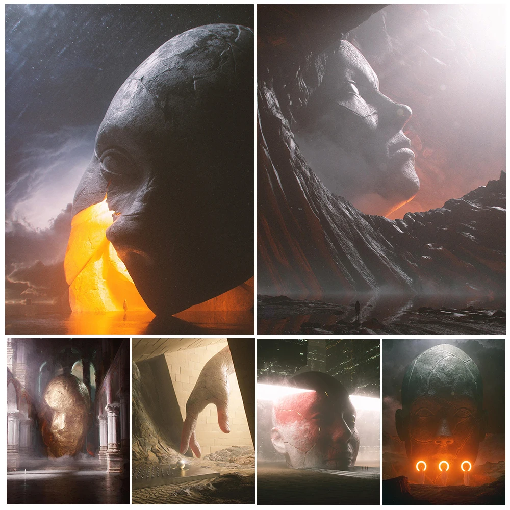 

Relics Of Ancient Civilizations In Space,Vintage Wall Art Canvas Painting,Surreal Alien Fantasy, Art Poster And Print,Home Decor