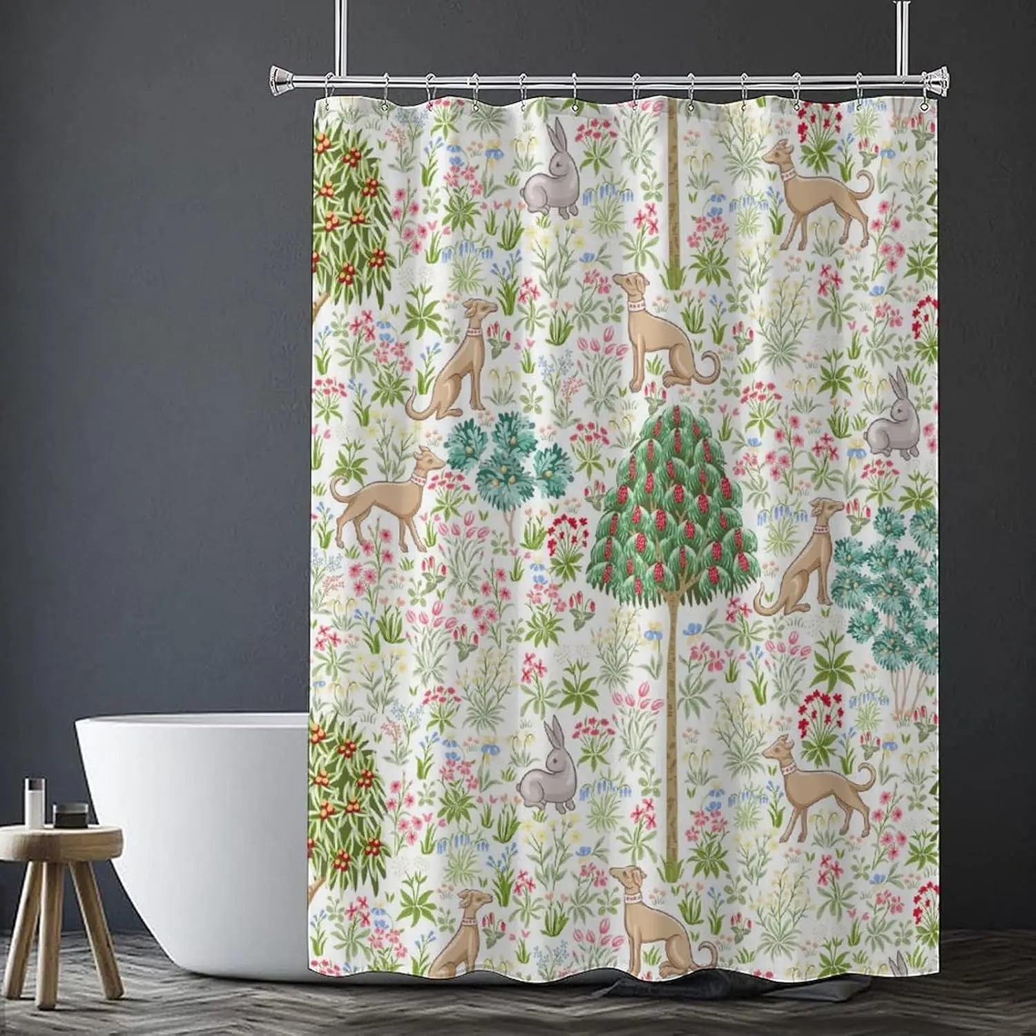 

Vintage Floral Shower Curtain William Morris Original Design Forest Animal Floral Pattern Bathroom Shower Curtain Waterproof