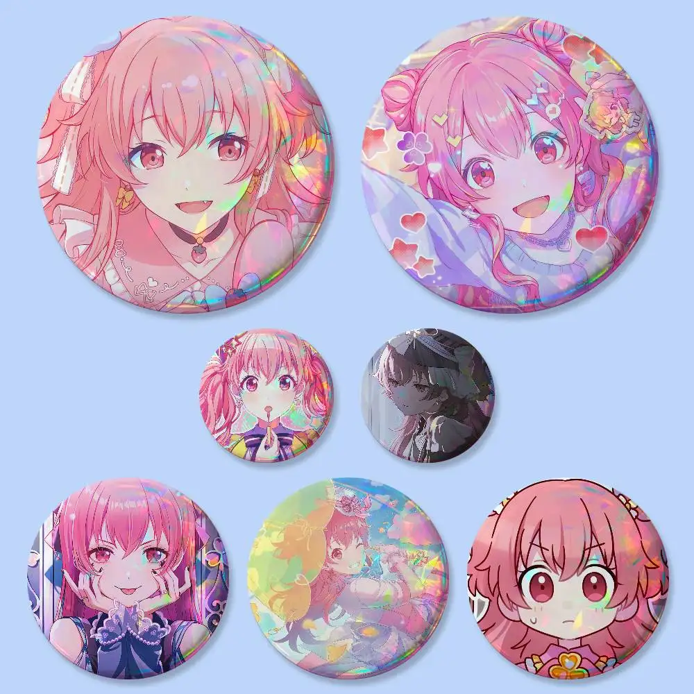 1pc Anime MORE MORE JUMP! Broches Redondos Criativos Momoi Airi: Acessórios Decorativos para Bolsas e Presentes para Coleção de Amigos