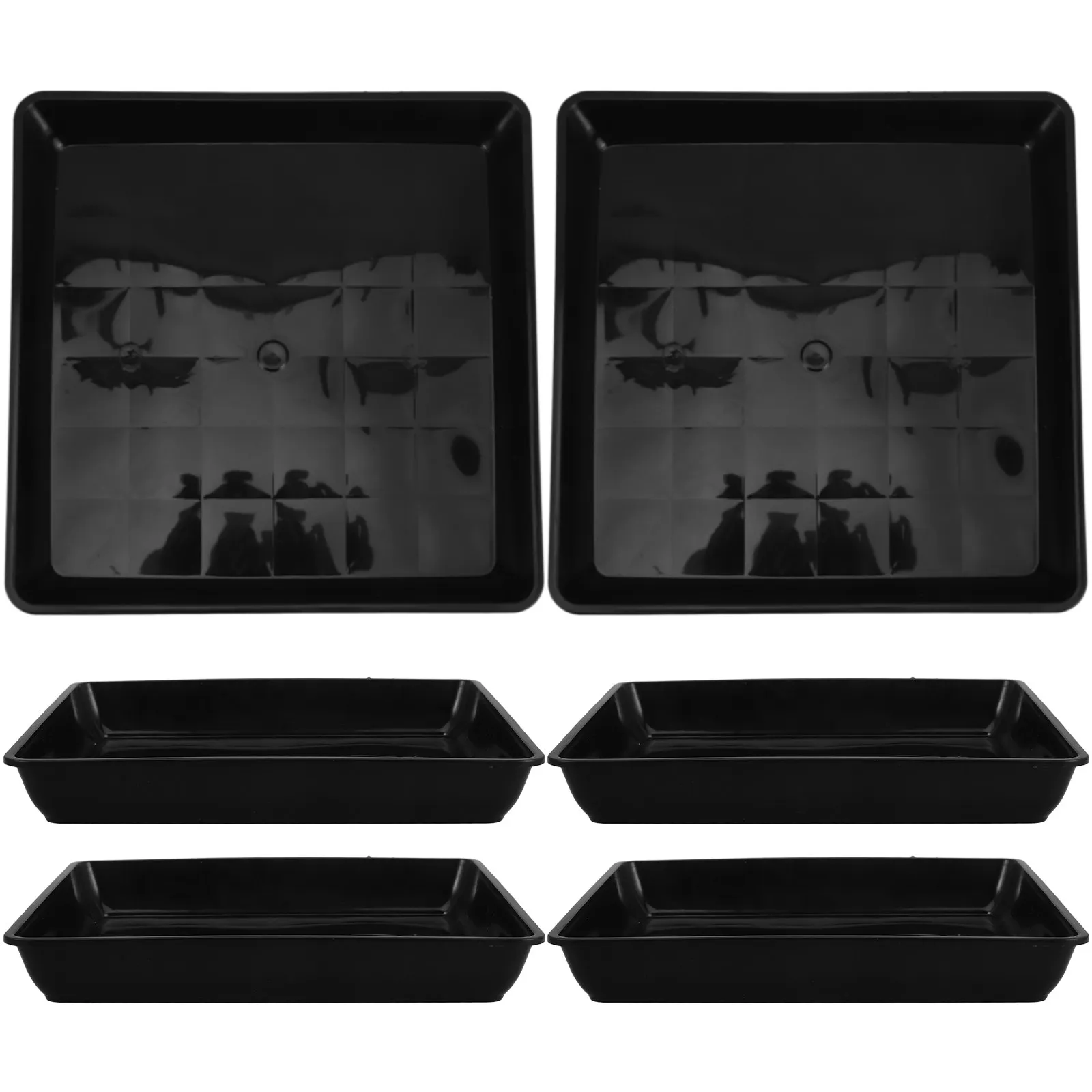 6Pcs Square Plastic Planter Trays Flower Pot Drip Trays Water Catcher Saucer for Indoor Outdoor Plants Bonsai Succulent Orchid